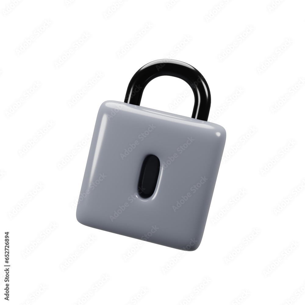 Poster general user interface icon concept. 3d rendering lock icon