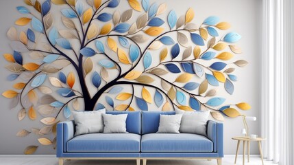 tree with colorful leaves, abstract, texture background. Generative in ai