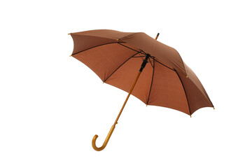 PNG, umbrella in brown color isolated on white background.