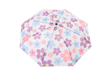 PNG, umbrella with floral print isolated on white background.
