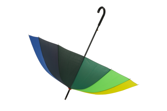 PNG, multicolored umbrella, rainbow colors, isolated on white background.