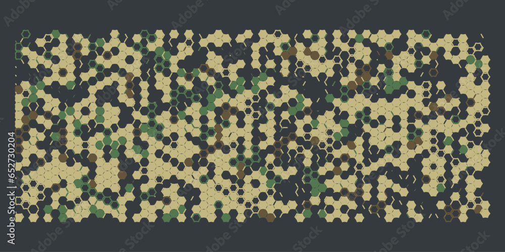 Aufkleber camouflage pattern with polygonal pattern and honeycombs. design of textile products for the army.