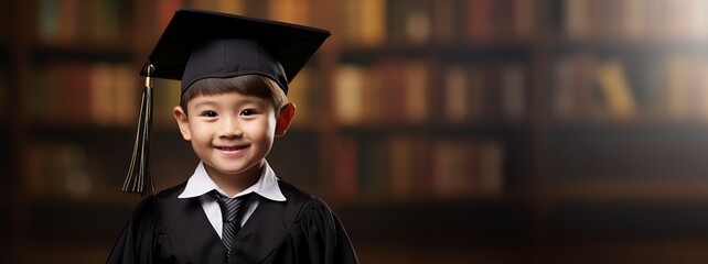 Little boy in graduation suit with copy space.