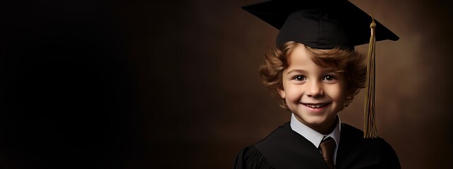 Little boy in graduation suit with copy space.