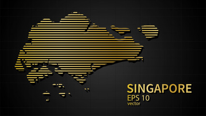  Vector gold map of Singapore, futuristic modern website background or cover page .