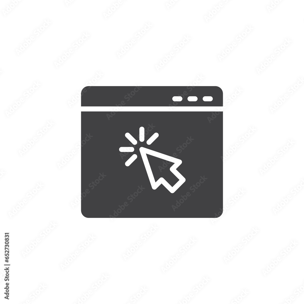 Aufkleber website and arrow click vector icon