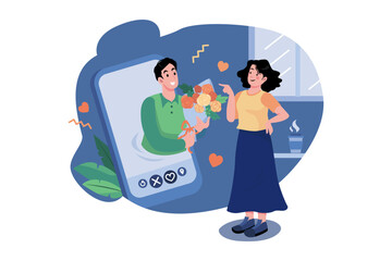 Women selecting dating app usage