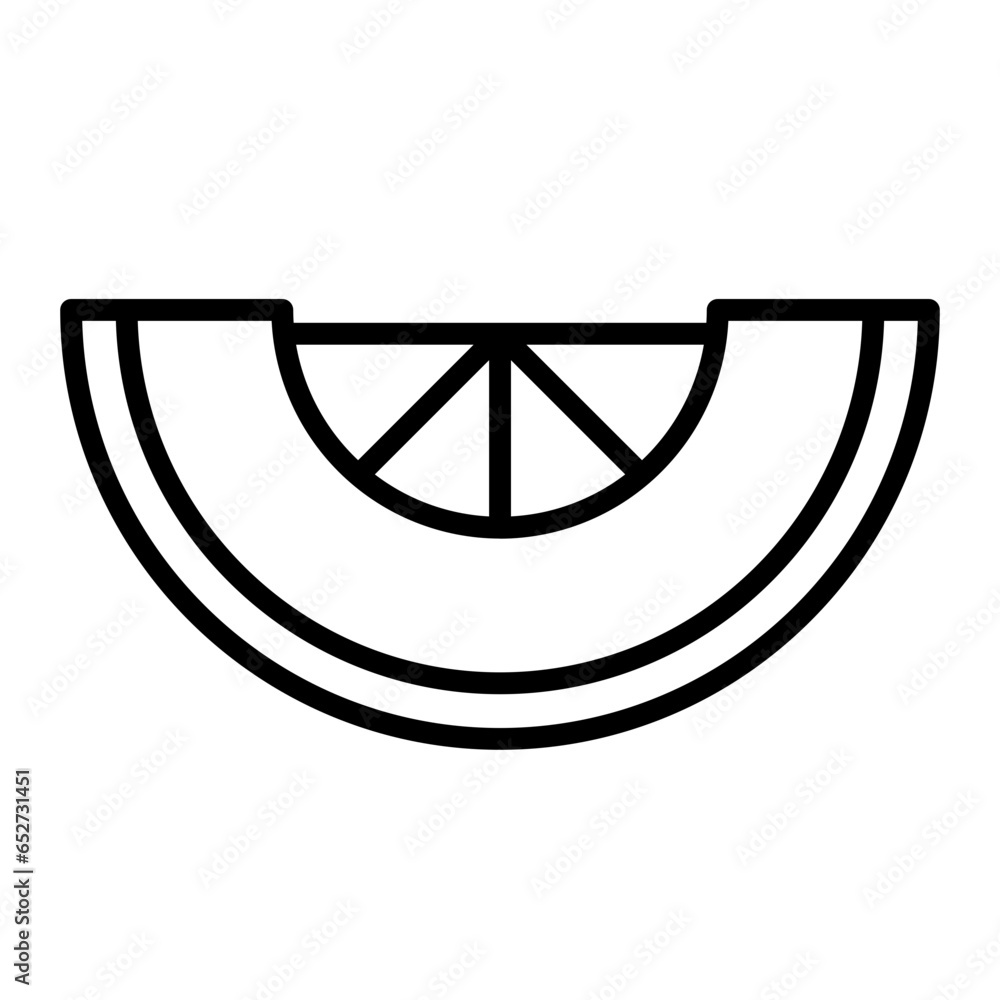 Fototapete black single sliced melon line icon, simple fresh tasty fruit flat design pictogram, infographic vec