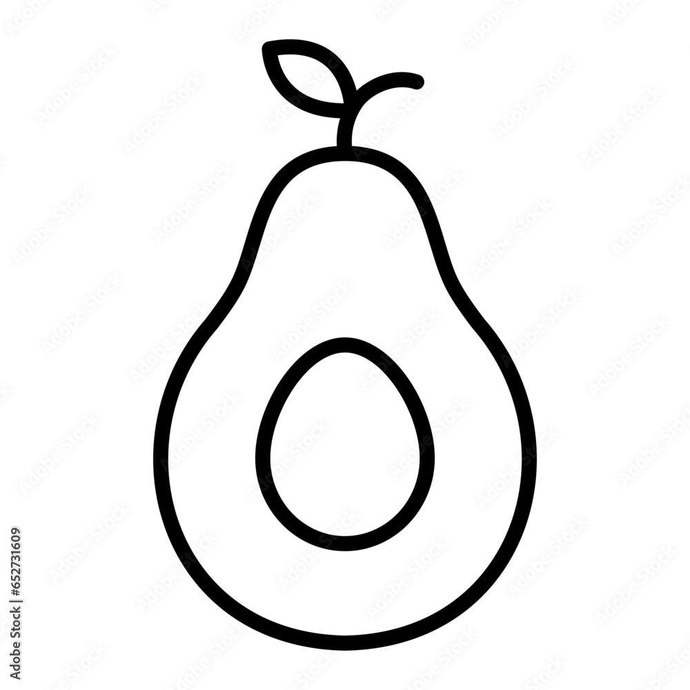 Fototapete black single avocado thin line icon, simple healthy food element outline flat design pictogram, info