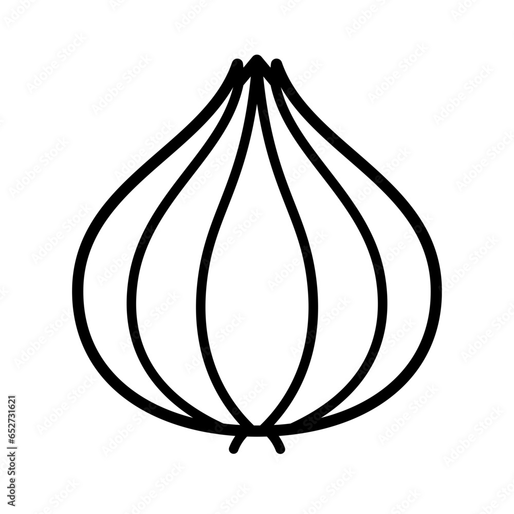 Fototapete black single onion thin line icon, simple healthy vegetable element outline flat design pictogram, i
