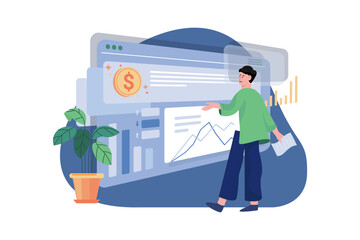Finance Monitoring Illustration concept on white background