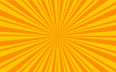 Free vector abstract yellow  comic zoom,  vector flat bright comic style background, Vector comics rays background with halftones.