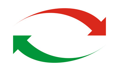 Left Right Green Red Curved Arrows