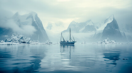 Arctic Fantasy Landscape with Icebergs and Beautiful 
Panorama Abstract Illustration Digital Art Wallpaper Background Backdrop Cover Magazine