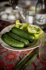 fresh cucumbers on the table