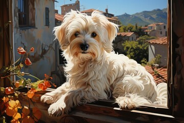 portrait of a cute  dog maltese