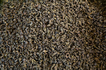 Beautiful close-up photo of dried green tea