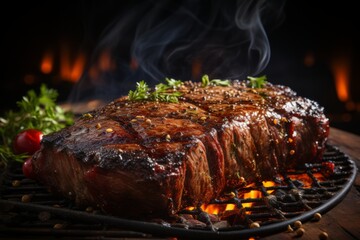  Sizzling steak on a grill, Generative AI