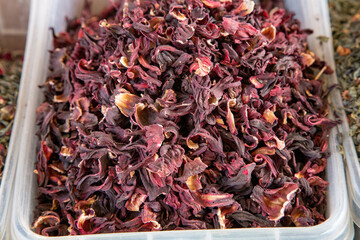 Close-up photo of beautiful red tea in dried form