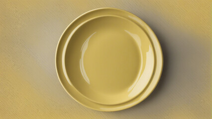 Empty Yellow Ceramic Pottery Plate Isolated on a Transparent Background