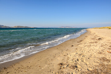 Tigaki beach, very long and beautiful sandy beach on the island of Kos. Greece