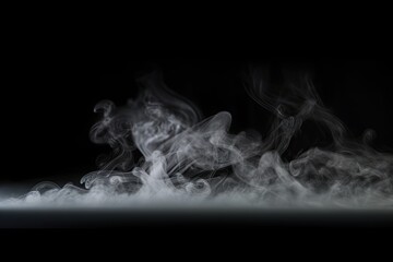 White smoke on black background. Mystical and moody vision. Enigmatic vapor. Minimalist beauty in dreamy ambiance. Mysterious abstraction. Ethereal fog on dark canvas