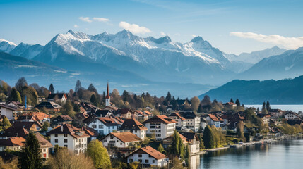 Friedliche Bergwelt in der Schweiz - obrazy, fototapety, plakaty