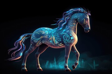 Obraz na płótnie Canvas Wild horse in a fantastic and dreamlike setting. Generative AI