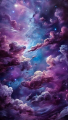 Fototapeta na wymiar Celestial Galaxy Illustration - Breathtaking View of Distant Nebulas, Sparkling Stars, and Radiant Supernova. Evokes Awe and Wonder
