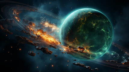 planet destroy galaxy sky, Generative Ai
