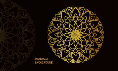 Decorative golden floral ornamental mandala background  design for cover, card, print, poster, banner, brochure, invitation.