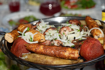 Restaurant food at the holiday table
