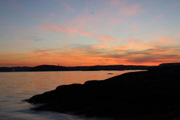 Seascape in the evening, sunset over sea. Nature landscape