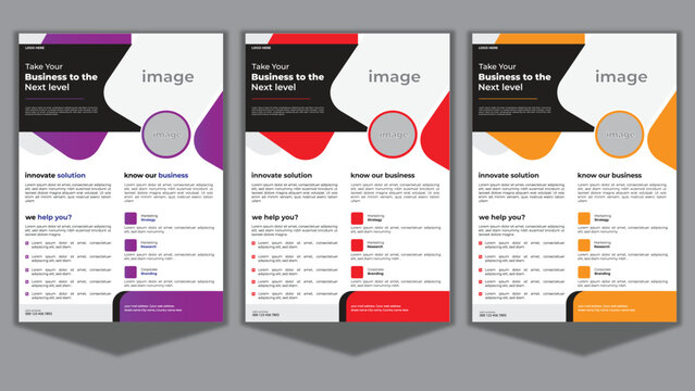 A bundle of 3 templates of a4 flyer template.modern design, perfect for creative professional business.