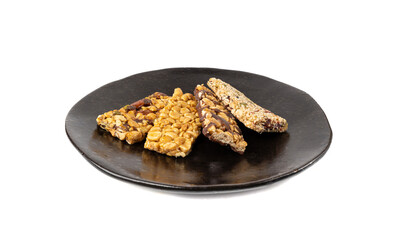 Nut Bar Isolated, Energy Snack with Nuts, Chocolate Muesli Dessert, Protein Candy Bar, Fitness Breakfast