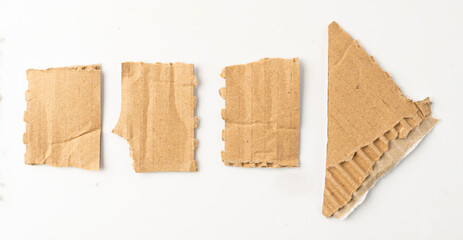 Cardboard Arrow, Arrows Made of Carton Piece, Ripped Kraft Paper, Brown Wrapping Vintage Paper Arrow