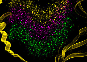 Green Pink Yellow color dust