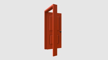isolated door illustration 3d rendering