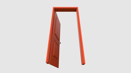 isolated door illustration 3d rendering