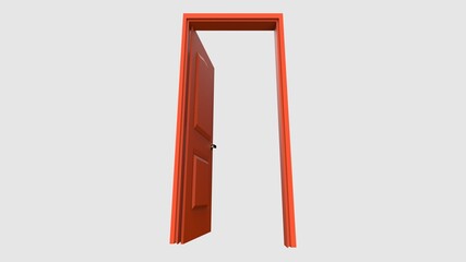 isolated door illustration 3d rendering