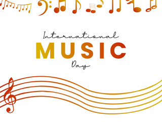 International Music Day on October 1st. Vector illustration world music day banner  isolated on white background.
