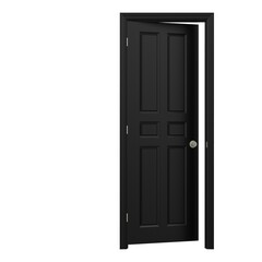 open isolated black door closed 3d illustration rendering