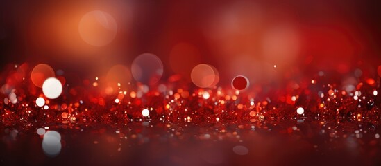 Abstract bokeh of romantic light on a red Christmas background