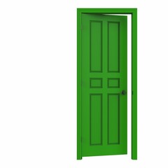 open isolated door closed 3d illustration rendering
