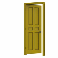 open yellow isolated door closed 3d illustration rendering