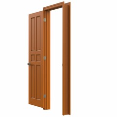 open isolated door closed 3d illustration rendering