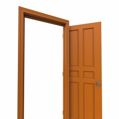 open isolated door closed 3d illustration rendering