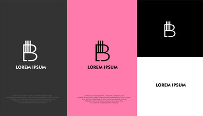 The simple elegant logo of letter B with different background colour