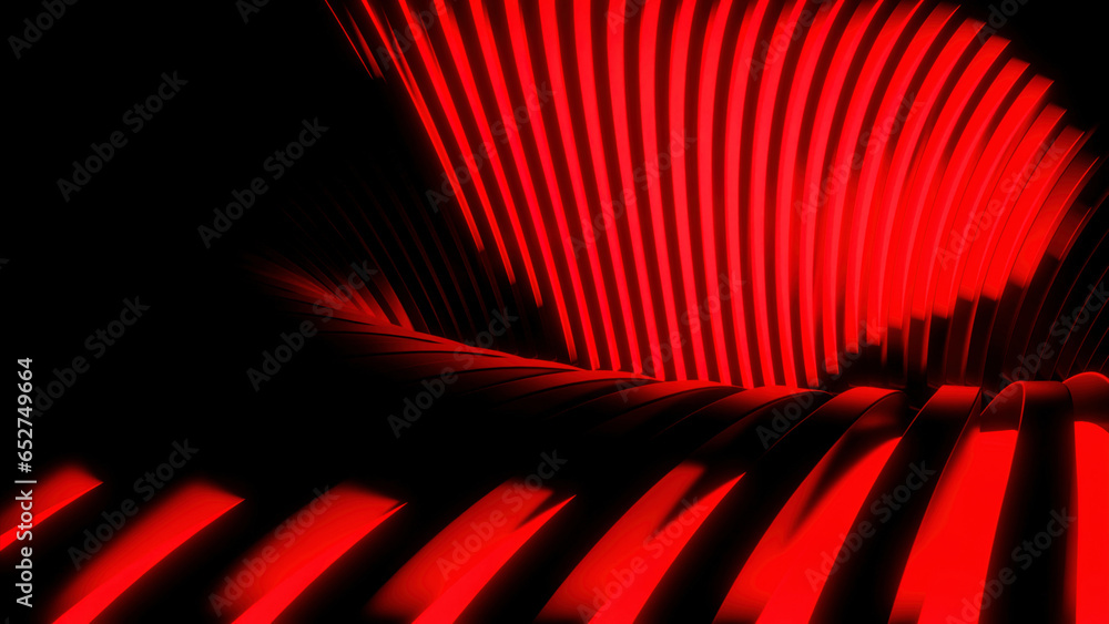 Poster 3d tunnel with stream of moving lines. design. abstract 3d tunnel moves with stripes on black backgr
