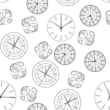 Seamless pattern background of clock.